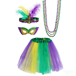 मार्डी ग्रास पोशाक के सामान सेट लड़की ट्यूटू स्कर्ट हेडबैंड मास्कर्ड मास्क महिला कार्निवल पोशाक के लिए - Product Image 2