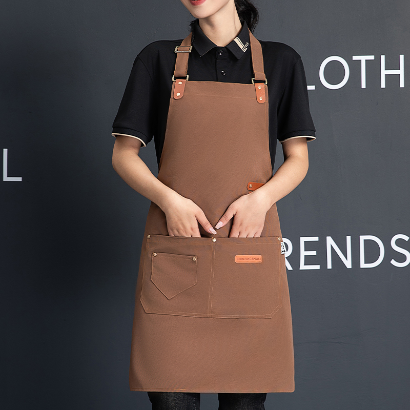 Waitress Uniform Restaurant Restaurant Bar Uniform Waterproof Apron Heavy Duty Arpenter Work Jean Apron With Tool Pockets