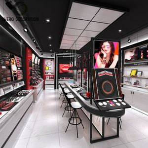 Vitrine de magasin de cosmétiques personnalisée en usine, présentoir de magasin de cosmétiques moderne, table avec design de trous en acrylique pour les produits - Product Image 5