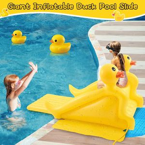 Inflatable Duck Water Slide With Spray Feature For Kids Pool Play Yellow 100-500kg Capacity - Product Image 3