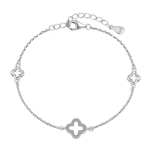 High Quality Luxury Designer <strong>Brand</strong> <strong>Jewelry</strong> Women Flower Bangle <strong>Lucky</strong> Four Leaf Clover Excellent Zircon Bracelet - Product Image 1