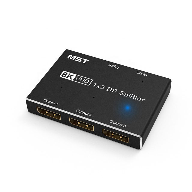 DP1.4MST Video Splitters & Converters8K DisplayPort 3-Port Video Splitter DP1.4MST 8K@30Hz 4K@144Hz HD Video Distributor
