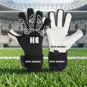 Nouveauté : Gants de gardien de but professionnels avec logo personnalisé, noir et blanc, coupe négative 4 mm - Product Image 4