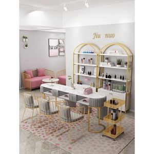 Mesa y Sillas de Manicura Modernas de Lujo 2025, Venta al por Mayor, Mesas de Uñas Profesionales de Primera Calidad, Muebles Personalizados para Salón de Belleza - Product Image 3