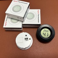 Thermo hygromètre électronique intégré rond, hygromètre pour animaux de compagnie, décoration de thermomètre de boîte d'escalade en acrylique