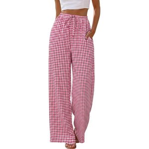 Women's Linen Summer Palazzo Pants Wide Leg High Waist <b>Flowy</b> Beach Trousers With Pockets Breathable Lightweight - Product Image 2
