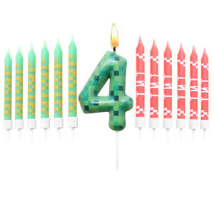 Juego de Decoración para Hornear con 6 Velas de <span class=keywords><strong>Minecraft</strong></span> Rojas y Verdes, Números de Cumpleaños del <span class=keywords><strong>0</strong></span> al 9 - Product Image 4