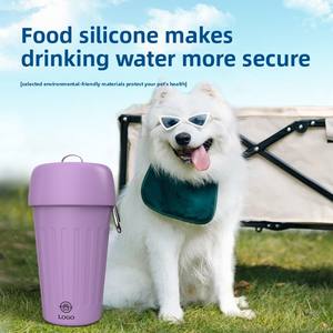 ถ้วยซิลิโคนสำหรับสัตว์เลี้ยงแบบพกพาได้เป็นมิตรกับสิ่งแวดล้อมถ้วยดื่มน้ำพุสัตว์เลี้ยงลายทึบ - Product Image 2