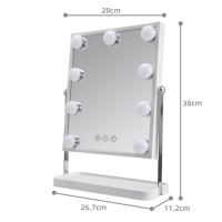 Miroir de maquillage carré intelligent en métal et verre avec écran LED 9 couleurs, modes d'éclairage réglables