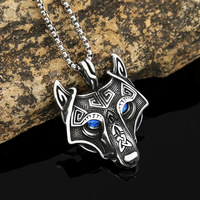 Pendentif tête de loup celtique nordique vintage, collier unisexe en acier inoxydable 316L, bijoux animaux tendance, style viking