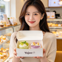 Boîte à gâteau mousse pliable écologique 2 tasses, personnalisable avec logo, contenant en papier multicolore pour desserts, emballage cadeau pour boulangerie