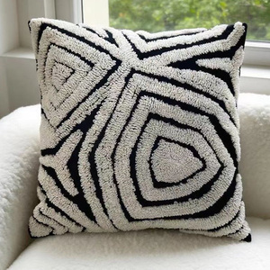 Estilo europeu Chenille elefante cavalo bordado sofá Throw cor preta fronha - Product Image 6