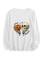 T-shirt à manches longues col rond 180 GSM double impression avec logo personnalisé pour Halloween, en stock aux États-Unis, pour dropshipping, vente en gros de t-shirts pour hommes