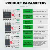 Commutateur de transfert automatique double alimentation 4P 4 pôles 3 phases 63A 100A AC 110V/220V Rail DIN Mini ATS Commutateurs de transfert automatique