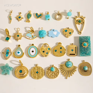 Ramo de ensueño turquesa |   Colgante de Acero Inoxidable Chapado en Oro PVD de 18K para Fabricación de Joyería DIY |   Impermeable e Hipoalergénico - Product Image 5