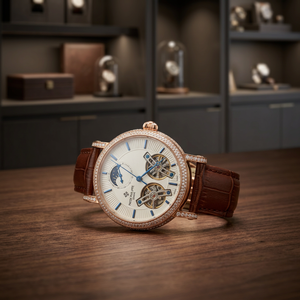 Reloj de Hombre de Lujo de Marca Superior, Mecánico, con Fase Lunar, Logotipo Personalizado, Correa de Cuero, Resistente al Agua, Caja de Acero Inoxidable, Cristal de Zafiro - Product Image 2