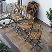 Chaises et tables pliantes en rotin tressé pour balcon – Chaise moderne minimaliste d'extérieur pliable, respirante, portable et confortable pour événements