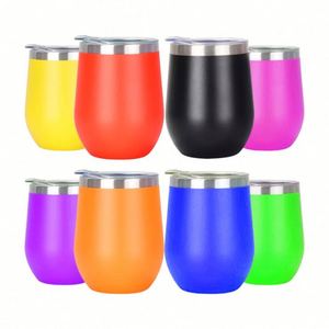 แก้วเก็บความร้อนสแตนเลสขนาด 12 ออนซ์ แบบกำหนดเอง แก้วไวน์ แก้วน้ำ แก้วกาแฟแบบพกพา มีฝาปิด - Product Image 2