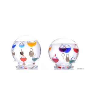 球形小尺寸玻璃伽利略温度计家用台式玻璃装饰工艺品天气预报预测器