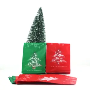 20pcs Snowflake Christmas Tree Gift Bags Merry Christmas Plastic Packing Bag Candy Boxes Xmas Party Favors Christmas Kids Gifts