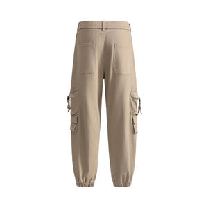 Pantalon décontracté homme en toile légère avec logo personnalisé, multi-poches, coupe large, taille élastique, respirant, idéal pour l'été - Product Image 2