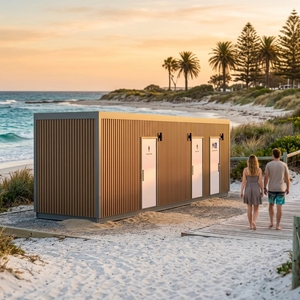 Toilettes publiques préfabriquées aux normes australiennes - Bloc <span class=keywords><strong>de</strong></span> toilettes modulaire 40HQ avec 7 cabines <span class=keywords><strong>de</strong></span> toilettes et 4 urinoirs pour usage extérieur - Product Image 1