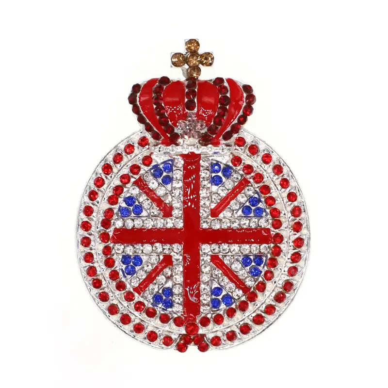 Broche de bandeira da união reino unido, broche com strass, coroa, anjo, bandeira britânica, broche patriótico