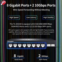 TL-SH2210 8-Port Gigabit Switch mit 2 SFP-Ports, 12V DC Desktop Metall Web-Managed Hub für Telekommunikations- und Unternehmens-LAN-Systeme