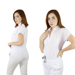 Uniformes médicaux une pièce personnalisés pour femmes combinaison en tricot en soins infirmiers Scrubs Style pour l'hôpital vêtements de travail <span class=keywords><strong>tenue</strong></span> de médecin - Product Image 5