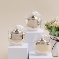 Bouteille de pompe de lotion cosmétique à double paroi vide de 50ml bouteille de fond de teint liquide de crème solaire cosmétique PS en plastique de luxe avec couvercle transparent