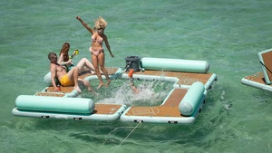 Diskon Besar Balon Kolam Mengambang Pulau Kolam Renang Bar Air Malas SUNGAI/Air Tiup Mengambang Pulau dengan Desain Kustom - Product Image 3