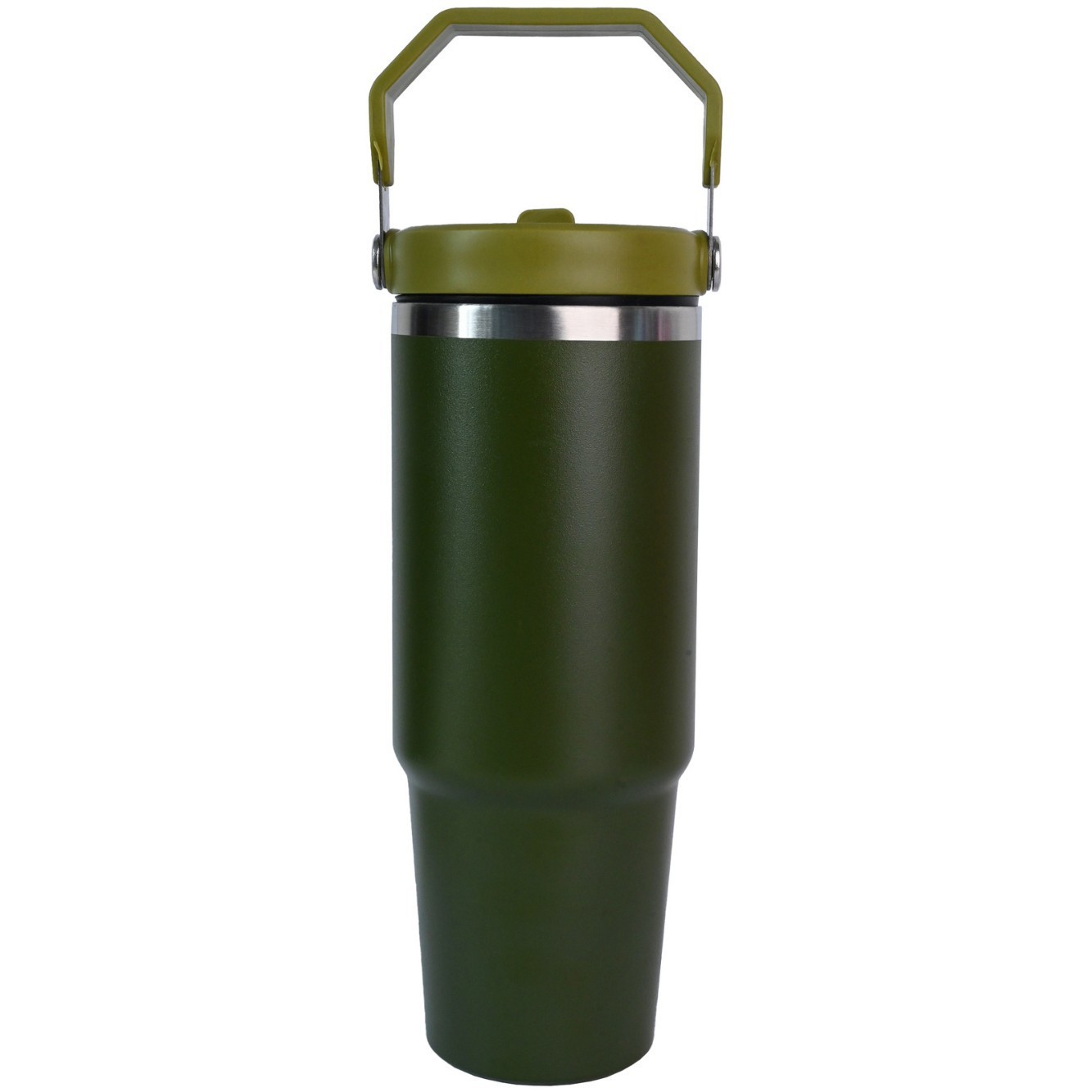 Couvercle vert foncé pour boisson individuelle.