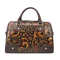 Sac à main en cuir de vache véritable tendance 2026, motif floral gaufré, style rétro, sac bandoulière pour femme