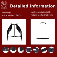 Harness Tubuh Wanita dengan Rumbai Hitam, Halter Neck, Elastis, Atasan untuk Festival, Pesta Rave, Aksesori Tubuh untuk Klub Malam