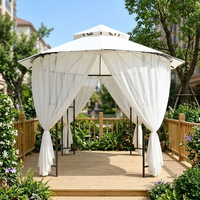 Pavillon en acier moderne de luxe, design château, revêtement poudré, résistant au vent, imperméable, protection contre la neige et les UV, pour jardin et cour arrière
