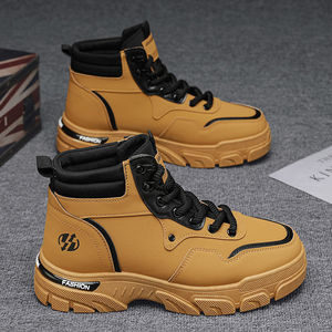 2026 Fall New Men’s British Style Retro Work Yellow Boots High Top Outdoor Waterproof Leather Boots For Wholesale - Product Image 3