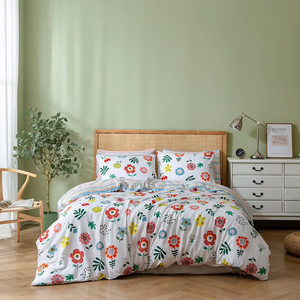 Set di biancheria da letto tessile per la casa estiva in 3 pezzi. Copertura in poliestere spazzolato con stampa floreale, set di <span class=keywords><strong>lenzuola</strong></span> e federa - Product Image 4