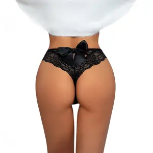 Luxurious Women's Sexy Mesh Ruffle Panties - Soft Lace with Elegant Bow Design for Romantic Evenings