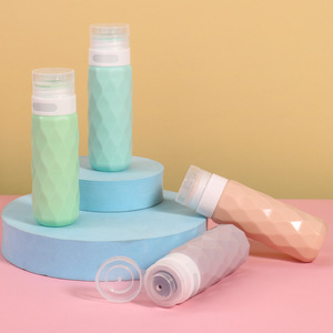 Ensemble de flacons distributeurs en silicone à succès – Bouteilles de voyage portables anti-fuite pour shampoing et gel douche, motif diamant - Product Image 3