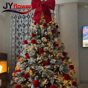Arbre de Noël artificiel floqué blanc de qualité supérieure JY, taille moyenne, avec lumières LED multicolores personnalisées, fabriqué en usine - Product Image 1