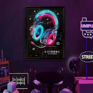 Headphones LED picture frame neon indoor hanging <b>wall</b> decoration luminous hanging painting USB powered <b>dimmable</b> ambient <b>light</b> 5V - Product Image 6