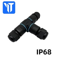 M20 Nylon T-Connector 2-Core 18AWG US Gauge IP68 Prise d'aviation étanche à trois voies avec applications d'alimentation USB à 3 broches En stock