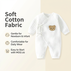 OEM ODM Body de Bebé Recién <span class=keywords><strong>Nacido</strong></span>, Mameluco Suave y Ecológico con Bordado de Oso, Ropa de Bebé - Product Image 1