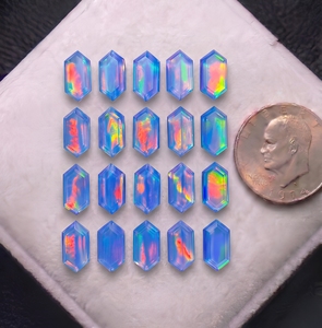 Oparex Opale Nébuleuse Aura, doublet synthétique de laboratoire, taille hexagonale, à changement de couleur feu arc-en-ciel, pierre libre pour bijoux - Product Image 1