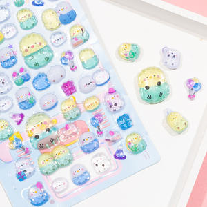 Autocollants 3D en cristal gaufré imperméable en PVC Autocollants mignons pour téléphone, oiseaux, hérissons, pandas, pingouins, décoration pour enfants - Product Image 4