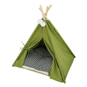 Perrera plegable para viajes, cama para mascotas, tienda semicerrada con cojín extraíble para gatos y perros con patrón de animales, jaula para mascotas - Product Image 6