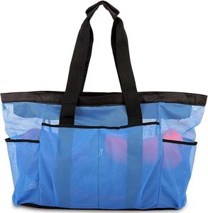 Grand sac de plage personnalisé en maille transparente pour pique-nique, shopping, camping, courses - Product Image 1