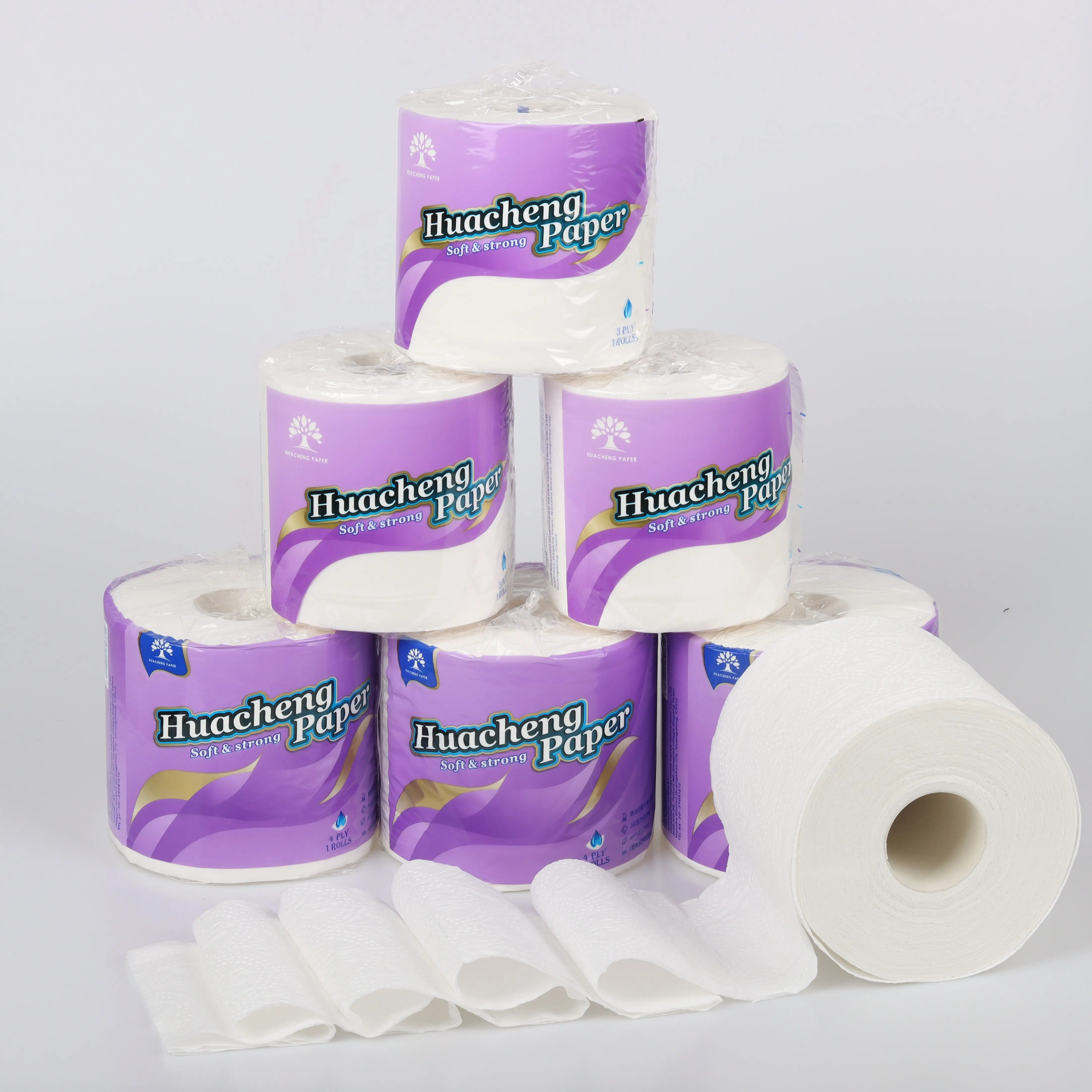 Manufacturer Embossed Small Toilet Tissue for Hotel Virgin Wood Bamboo Pulp Roll Soft Toilet Tissue Paper