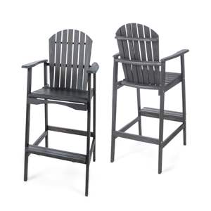 DB Outdoor Lot de 2 tabourets de bar Adirondack en bois d'acacia gris foncé-Chaises Premium - Product Image 2