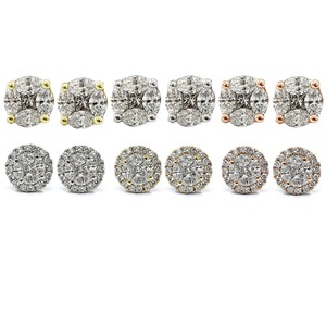 Boucles d'oreilles clous classiques vintage en or blanc 18 carats de haute qualité avec diamant véritable taille brillant 0,61 carat, directement de l'usine, pour mariage - Product Image 4